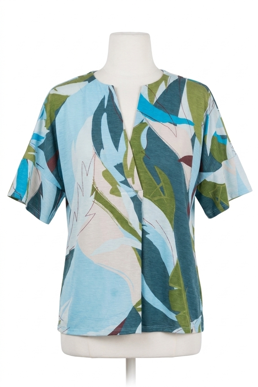 NEW SEW IN LOVE front pleat short sleeve blouse in blue